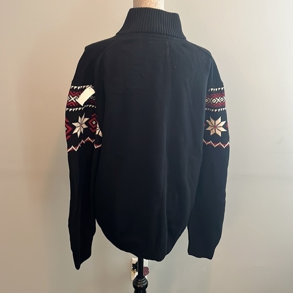 WEATHERPROOF VTG Mens 1/4 Zip Sweater Pullover XXL Fair Isle Mock Neck BLACK - Picture 4 of 6